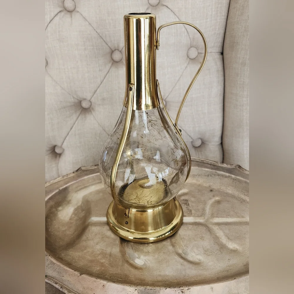 Vintage Barware Brass And Gold Metal Glass Decantor With Working Music Unique